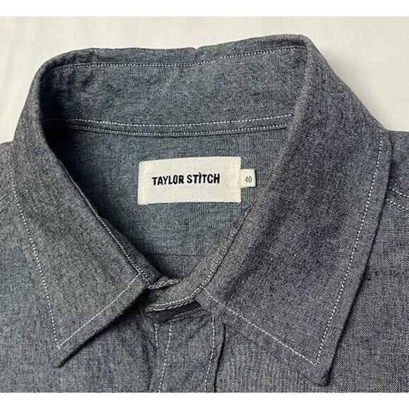 Taylor Stitch California Chambray Utility Work Shirt Mens 40 Organic Cotton NWOT - Picture 4 of 8